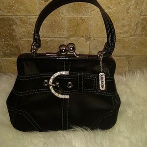 Coach Small Satin and Leather Evening Bag